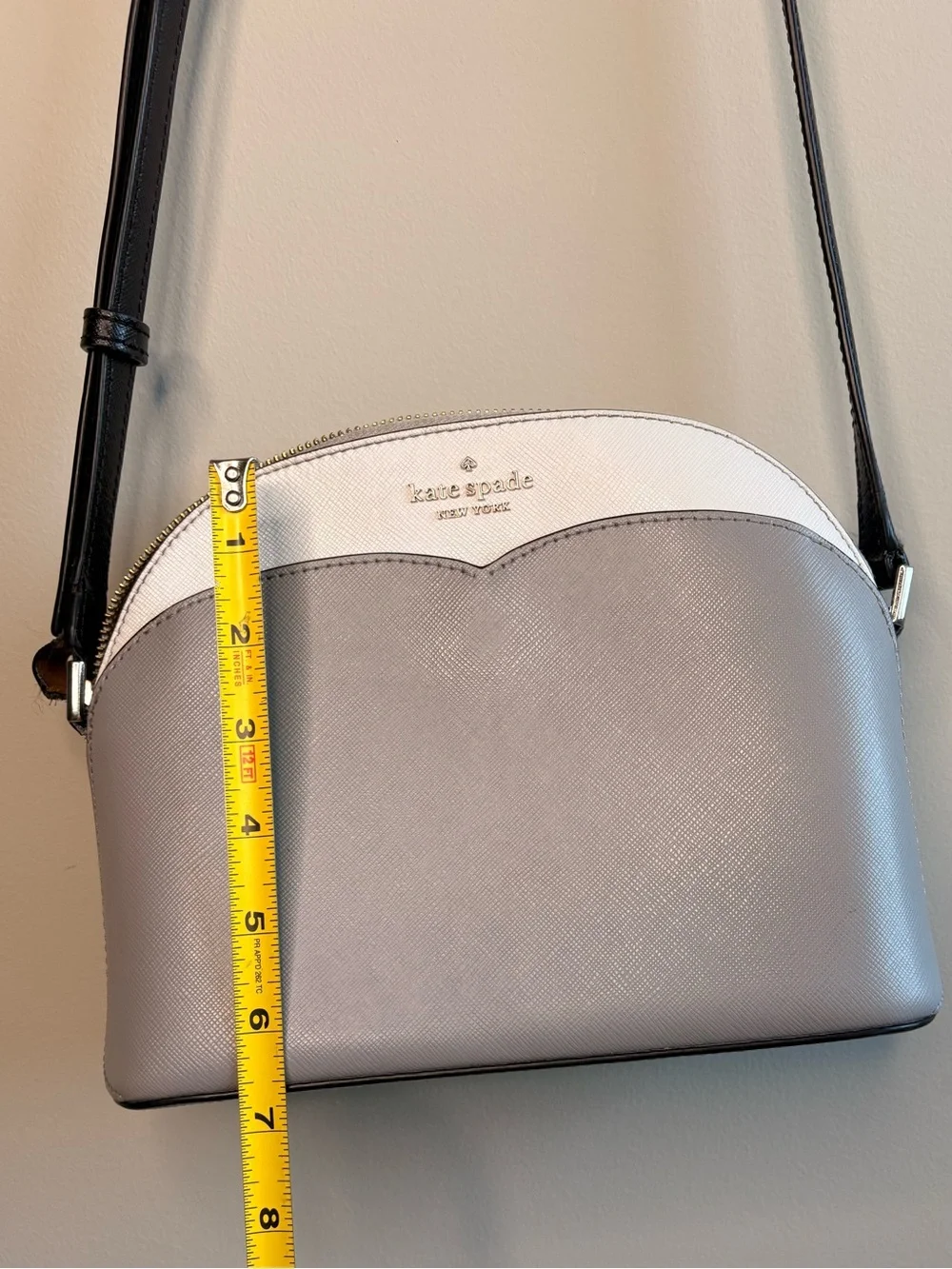 Kate Spade New York Crossbody Bag + Matching Wallet Gray White Fair Condition